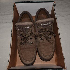 PREOWNED MENS TIMBERLAND CBH OXFORD KHAKI CANVAS SHOES 63032 SIZE 10